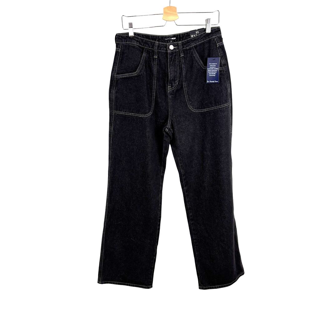 NWT Fashion Nova Avril Non-Stretch Utility Jeans Baggy Size 11